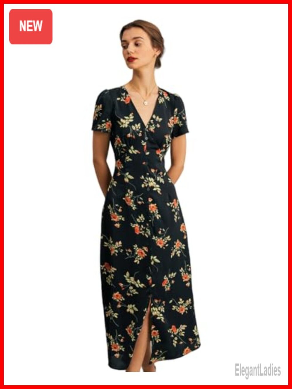 Boho V Neck Floral Maxi Dress Short Sleeve High Waist Wedding Guest
